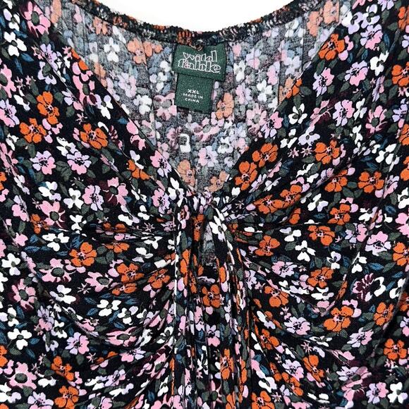 Wild Fable Floral Puff Sleeves Tie Front Mini Dress Size XXL - Picture 4 of 9